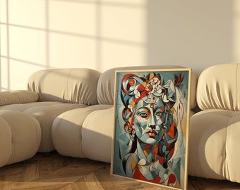 Pablo Picasso Femme Fatale Druck, Picasso Vintage Poster, Abstrakter Vintage Wanddekordruck, Berühmter Künstlerdruck, Wohnzimmer Wandkunst