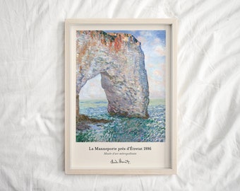 Claude Monet Print, Living Room Wall Art, Home decor, La Manneporte pres Etretat, Bedroom Decor, Gift For Her, Hallway Wall Art, Dorm Decor