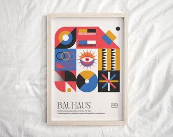 Póster de la Bauhaus, impresión de la exposición de la Bauhaus, decoración de mediados de siglo, arte mural de la Bauhaus, regalo de decoración retro de moda para el hogar, póster vintage, decoración minimalista