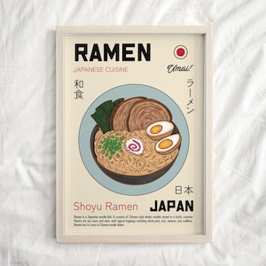 Ramen Print, Food Art Poster, Retro Kitchen Decor, Japanese Food print, Exhibition Poster, Retro Wall Art, Gift idea, Modern Kitchen Decor