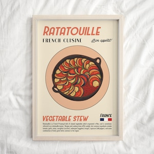 Ratatouille Print: Retro French Kitchen Decor, Mid-Century Food Art