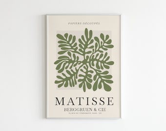 Sage Green Matisse Print, Exhibition Poster, Henri Matisse Print, Minimalist Art, Matisse Cut Outs, Vintage Exhibition Poster, Matisse print