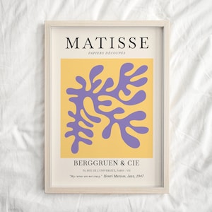 Purple Henri Matisse print, Matisse Exhibition Art Poster, Yellow Matisse Gallery Wall Art, Wall Decor, Living Room decor, trendy wall art