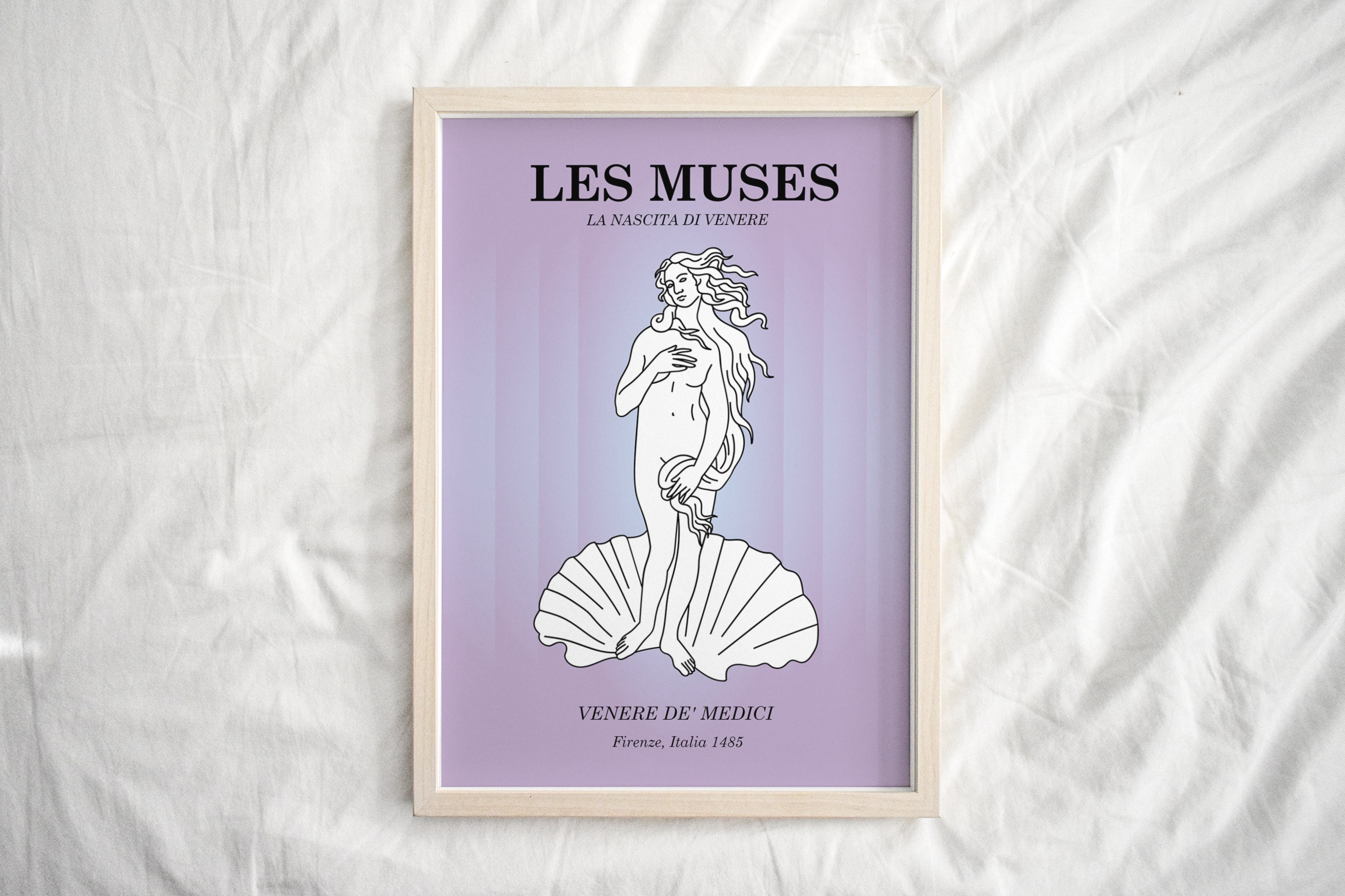 Purple Birth of Venus Poster, Minimalist Line Art Danish Pastel Art ...