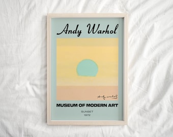 Andy Warhol Sunset Print, Trendy Wall art, Living Room Wall Art, Dorm decor, Pop Art Prints, Abstract Wall Art, Minimalist Retro Wall Art