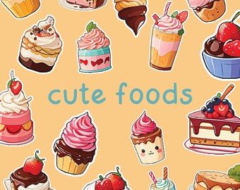 Print-Ready Dessert Stickers – Instant Downloadable Notebook Decorations – Digital Download – A4