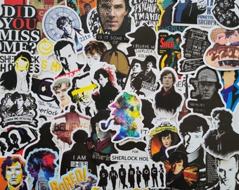 50pcs Vinyl Sherlock Holmes Sticker Pack For Laptop Water Bottle Skateboard