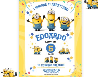 Invito Digitale Minions - Compleanno bimbo bimba minions - invito festa di compleanno minions- invito whatsapp minions banane gialle