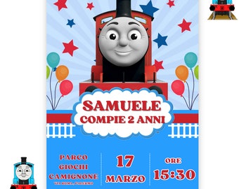 Invito Digitale il trenino thomas - Compleanno bimbo bimba - invito festa di compleanno Il trenino thomas - invito whatsapp trenino thomas