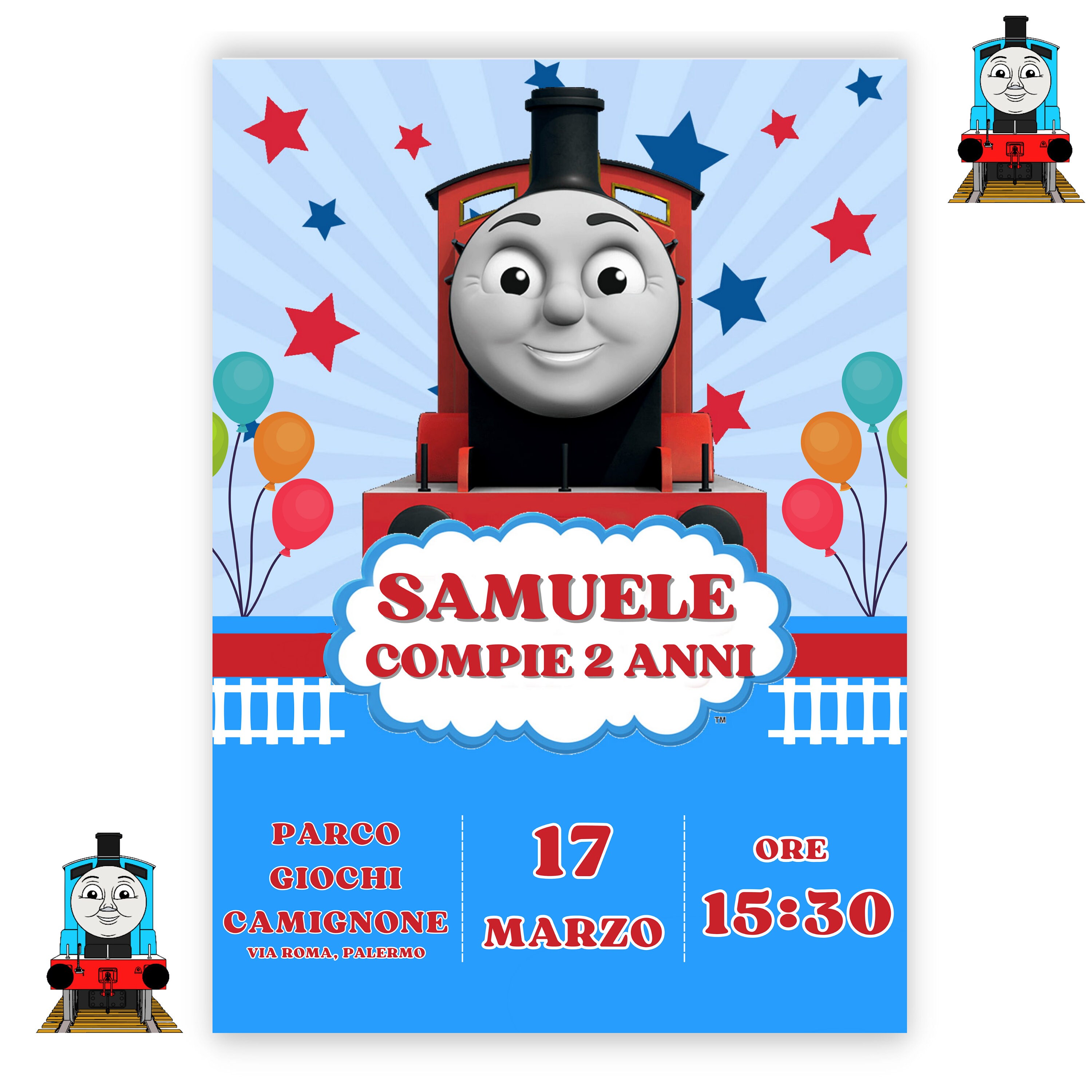 Thomas the Tank Engine Digital Invitation Birthday Party for a Boy ...