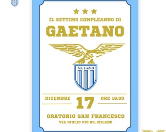 Lazio Digital Invitation - Boy's birthday - Lazio football birthday party invitation - Lazio birthday invitation - Lazio whatsapp invitation