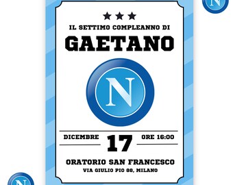 Invito Digitale Napoli - Compleanno bimbo - invito festa di compleanno Calcio Napoli - Invito compleanno Napoli- invito whatsapp Napoli