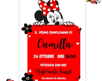 Minnie Digital Invitation - Girl Birthday - Minnie Birthday Invitation - Minnie Mickey Mouse Whatsapp Invitation Minnie and Mickey Mouse Digital Invitation