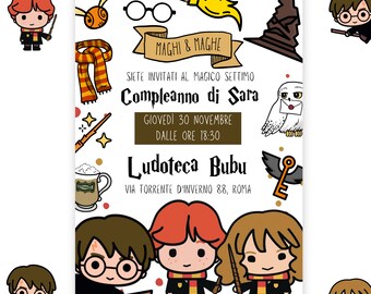 Invito Digitale POTTER henri per una festa magica - invito compleanno maghi famosi magia - Invito personalizzato magico - invito whatsapp