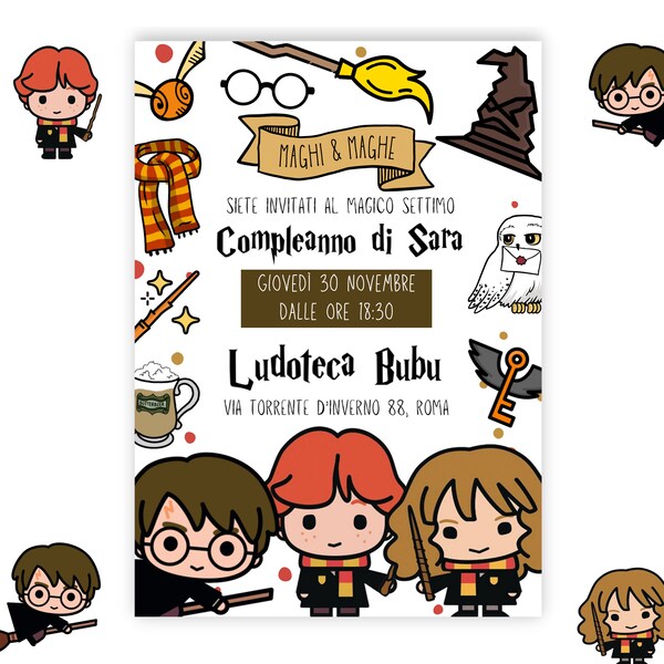 Invito Digitale POTTER henri per una festa magica - invito compleanno maghi famosi magia - Invito personalizzato magico - invito whatsapp