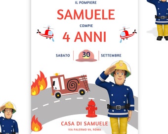 Invito Digitale Sam Il pompiere - Compleanno bimbo - invito compleanno Sam il pompiere - Invito personalizzato whatsapp Sam il pompiere