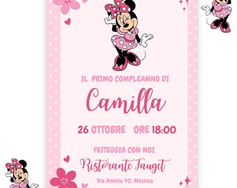 Invito Digitale Minnie - Compleanno bimba - Invito compleanno Minnie - Invito Whatsapp Minnie Mickey Mouse Invito digitale Minnie e topolino