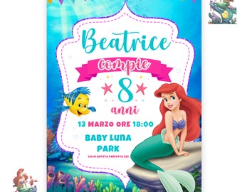 Invito Digitale La sirenetta Ariel - Compleanno bimba - invito festa di compleanno la sirenetta- invito whatsapp - compleanno ariel