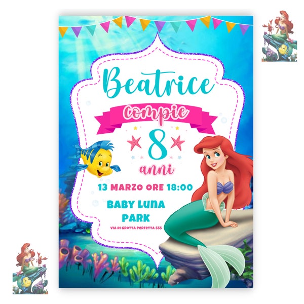 Invito Digitale La sirenetta Ariel - Compleanno bimba - invito festa di compleanno la sirenetta- invito whatsapp - compleanno ariel