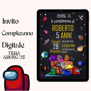 Digital Invitation among us Birthday invitation for boy birthday invitation among us whatsapp invitation among us invitation among us space image 2