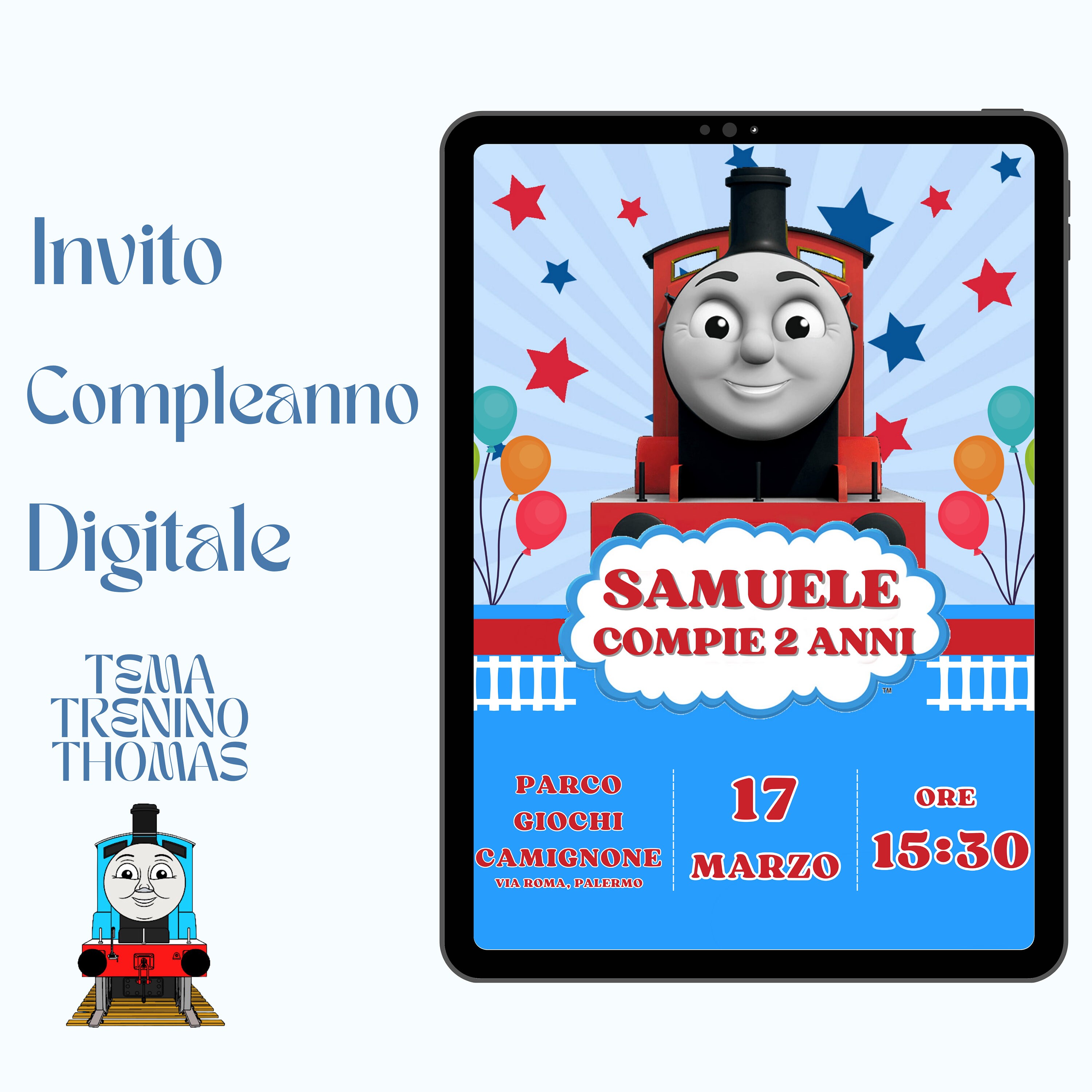 Thomas the Tank Engine Digital Invitation Birthday Party for a Boy ...