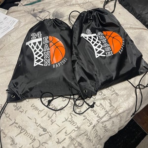 Personalized drawstring bags for sports player/team.