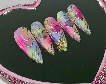 Pride press on nails, customisable sizes, pride nails, lgbtqia nails, rainbow nails