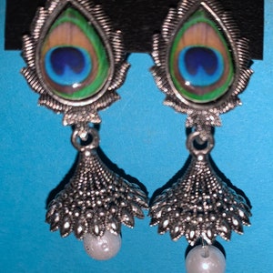 Oxidized Silver Handmade Beautiful Shape Peacock Earrings For Women