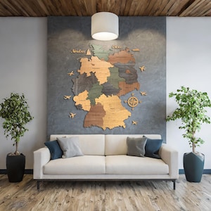 3D-kaart van Duitsland gemaakt van hout