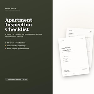 Apartment Inspection Checklist Printable | Rental Viewing Checklist | First Apartment PDF | Renter Checklist
