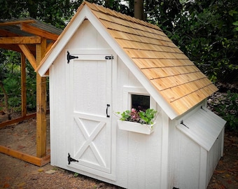 Chicken Coop Plans  - 5'x6' - Cottage Style w Cedar Shakes