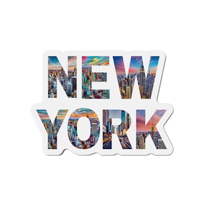 Magnes Nowy Jork, magnes wycinany Nowy Jork, magnes 3D Nowy Jork, Nowy Jork, magnes Nyc, Big Apple, Stany Zjednoczone, trendy, Retro