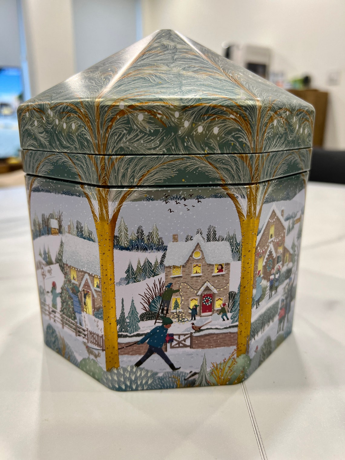 Marks and Spencer Snowy Christmas Biscuit Tin With Musical Etsy Sweden