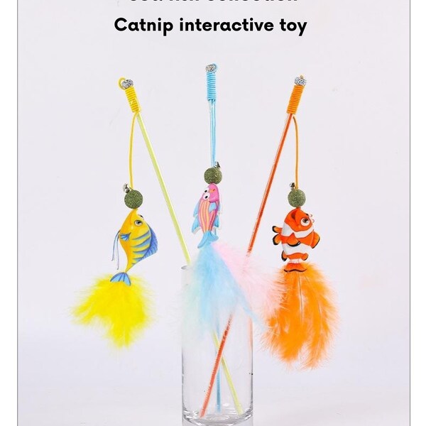 Cat Wand Toy Feathers Etsy