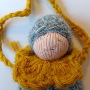 Children necklace with doll waldorf handmade gift small gift for birthday montessori gift for kids handmade crochet accessories