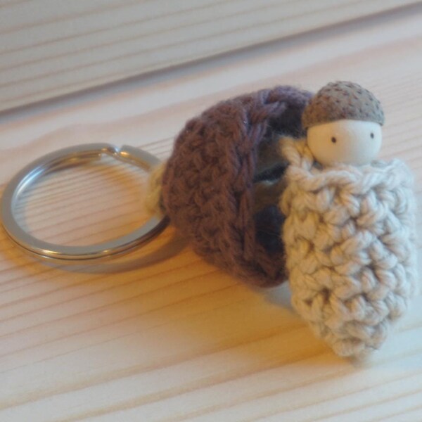 Porte-clés au crochet drôle mignon au crochet fait main gland au crochet breloque de sac au crochet blanc amigurumi kawaii porte-clés arbre fruits crochet clés