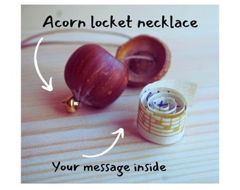 Locket necklace with message personalised locket real acorn locket cottagecore for her small locket handmade gift locket for crystals