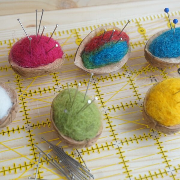 Wool felt pincushion colorful pin cushion sewing gifts for sewing lover wool needlepoint sewing craft room decor funny walnut quilting pins