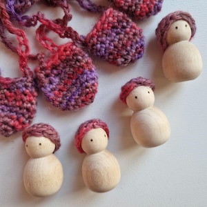 Waldorf small gift gnome necklace with small doll necklace peg doll tiny doll crochet necklace