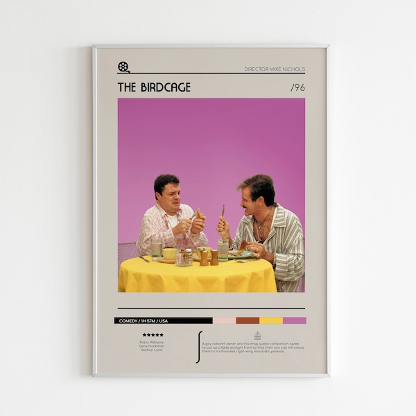 The Birdcage Movie Poster / Minimalist Movie Print / Movie Gifts / Custom Movie Poster / Room Decor