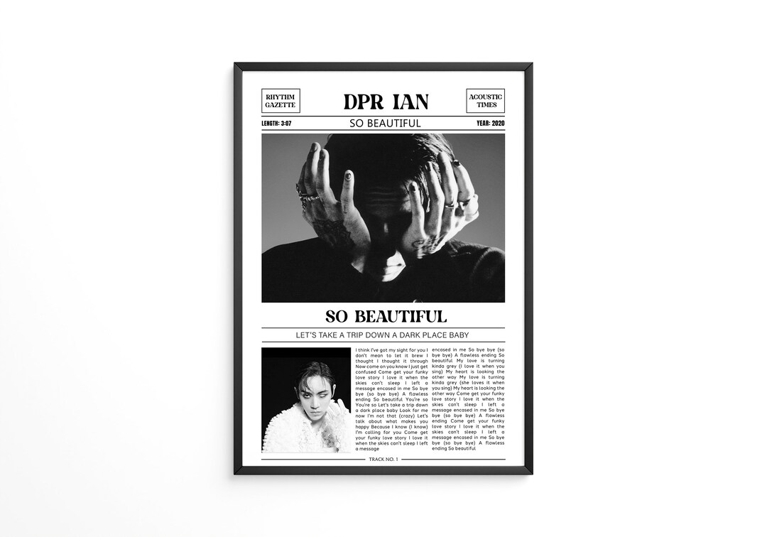 Dpr Ian Retro Newspaper Print / so Beautiful Poster / Lyrics Print / Dpr Ian Merch / Music Gift