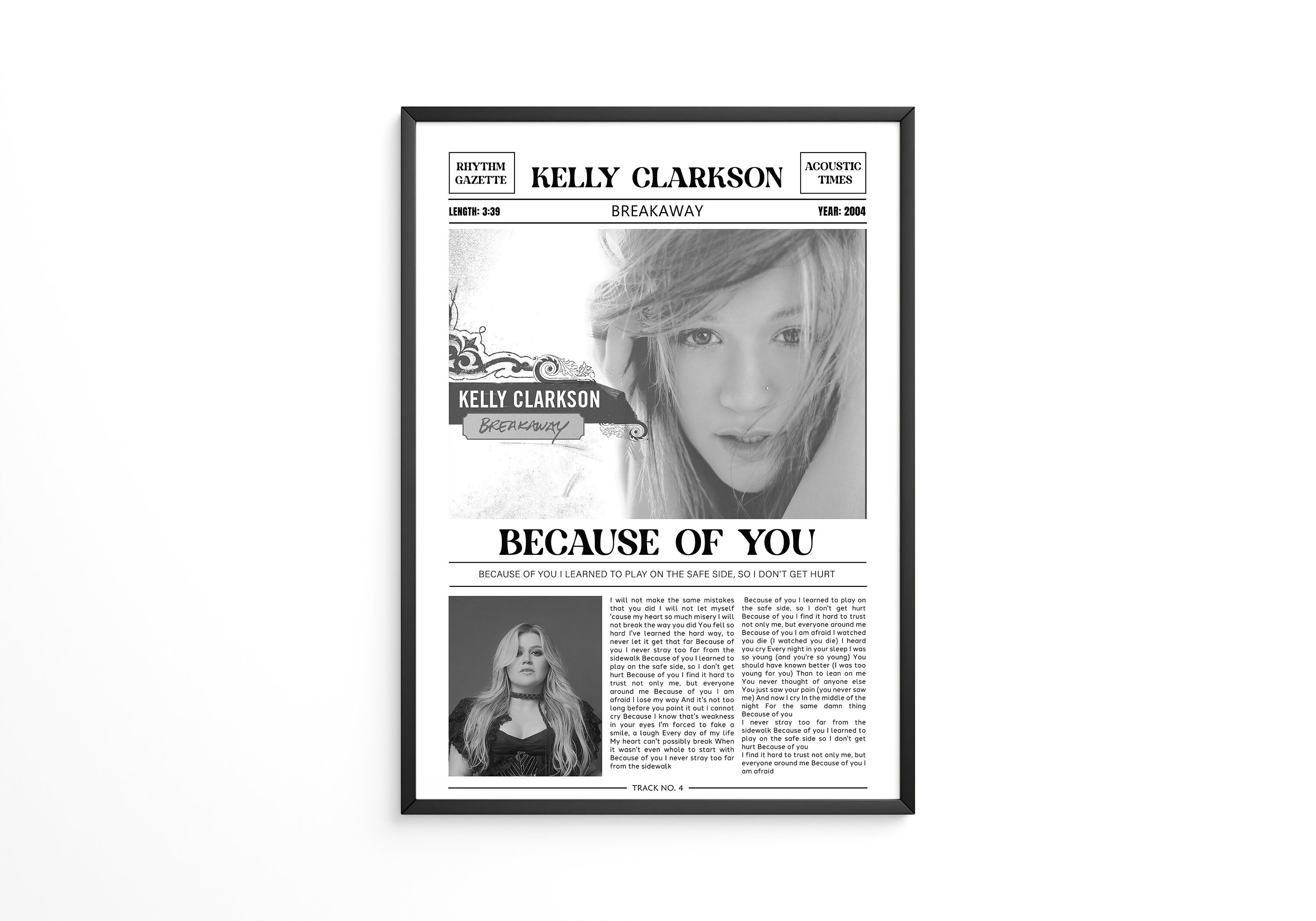 Kelly Clarkson Piece By Piece Vintage Script Song Lyric Print