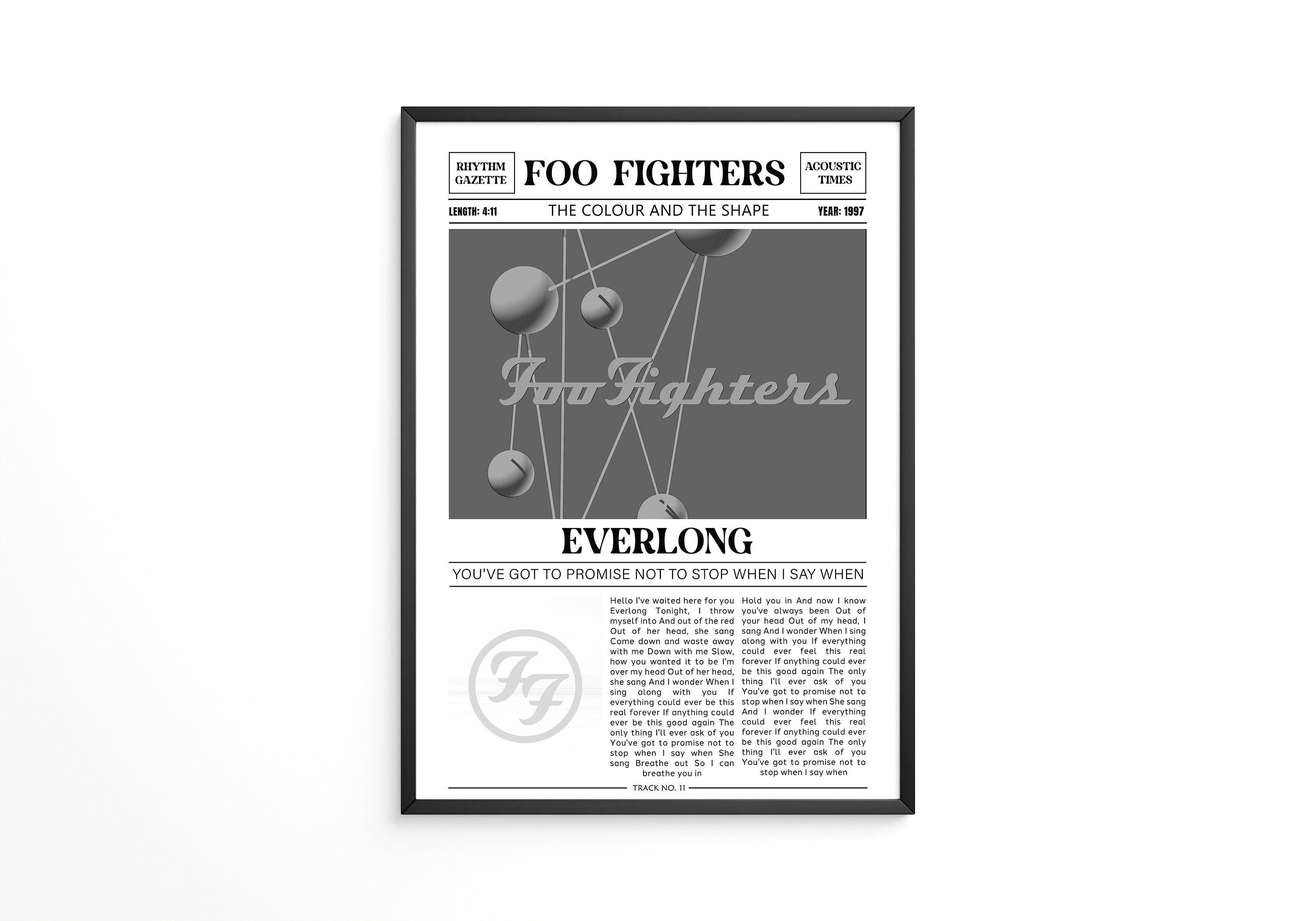 Foo Fighters My Hero Vinyl Record Song Lyric Print