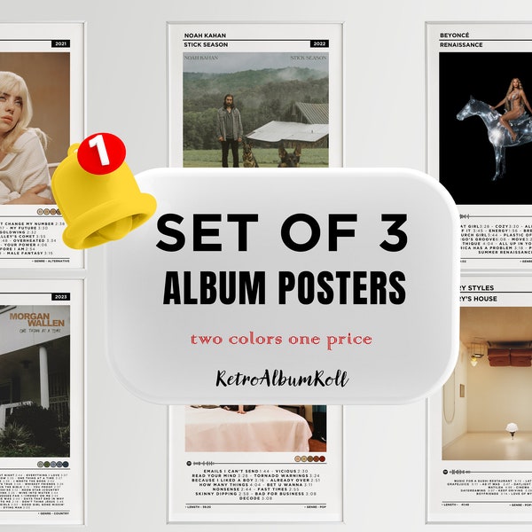 Custom Album Cover Set of 3 Poster / 3 Set Album Poster / Custom Music Poster / Choose Your Own Poster / Personalized Album Art Print