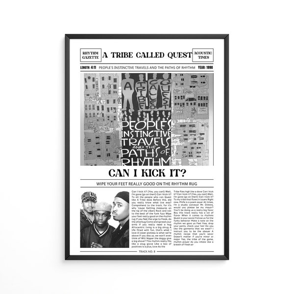 A Tribe Called Quest Retro Newspaper Print / Can I Kick It? Poster / Lyrics Print / People's Instinctive Travels Poster / Music Gift