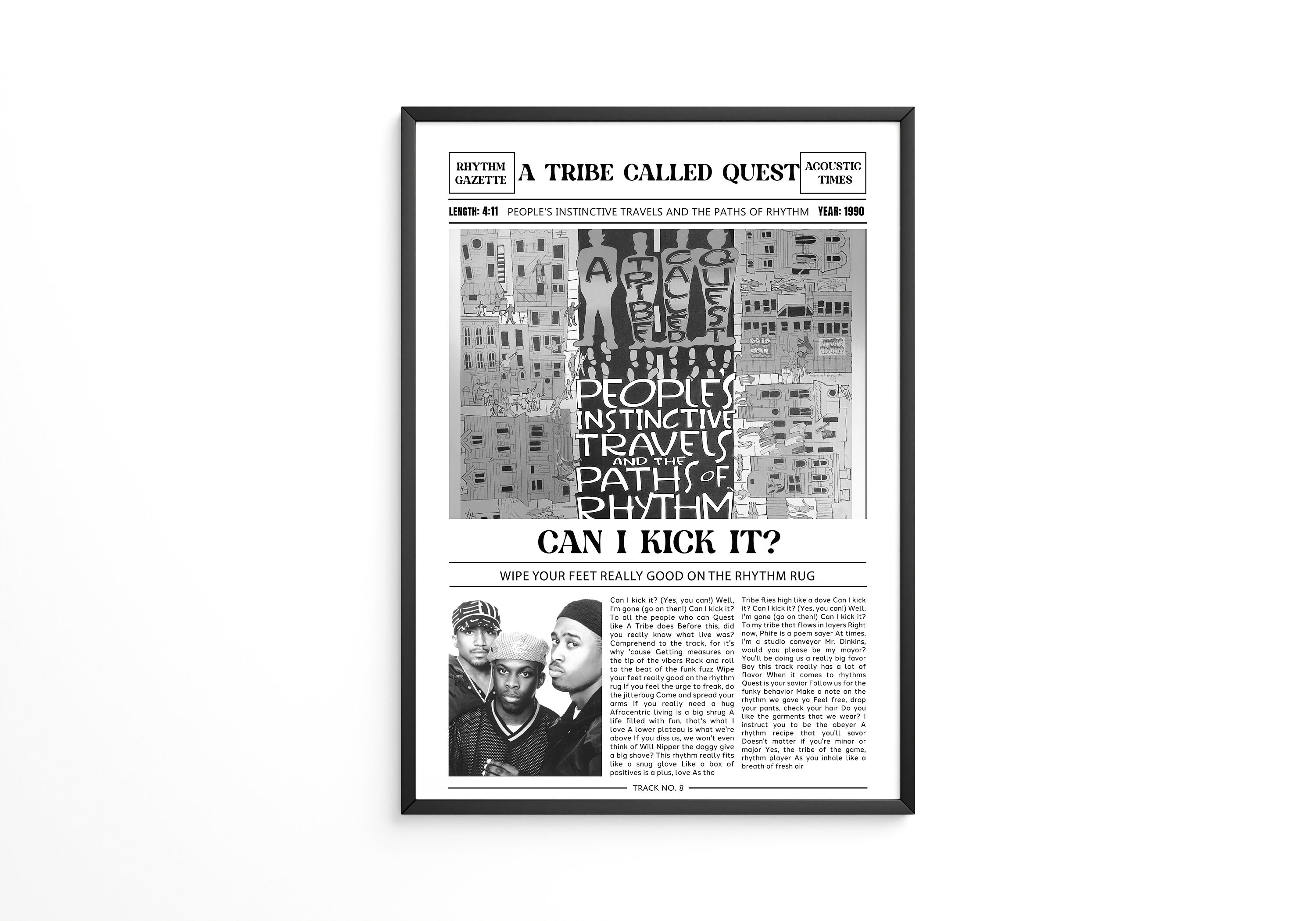 A Tribe Called Quest Retro Newspaper Print / Can I Kick It Poster / Lyrics Print / People's