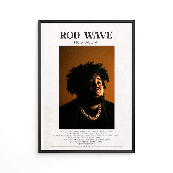 Rod Wave - Póster del álbum Nostalgia / Póster de portada del álbum / Regalo musical / Decoración de la pared musical / Carátula del álbum