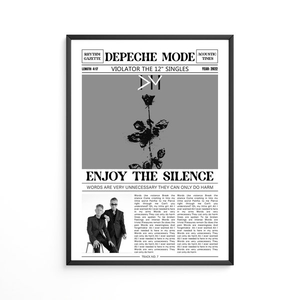 Depeche Mode Retro Newspaper Print / Enjoy The Silence Poster / Violator The 12'' Singles / Music Gift