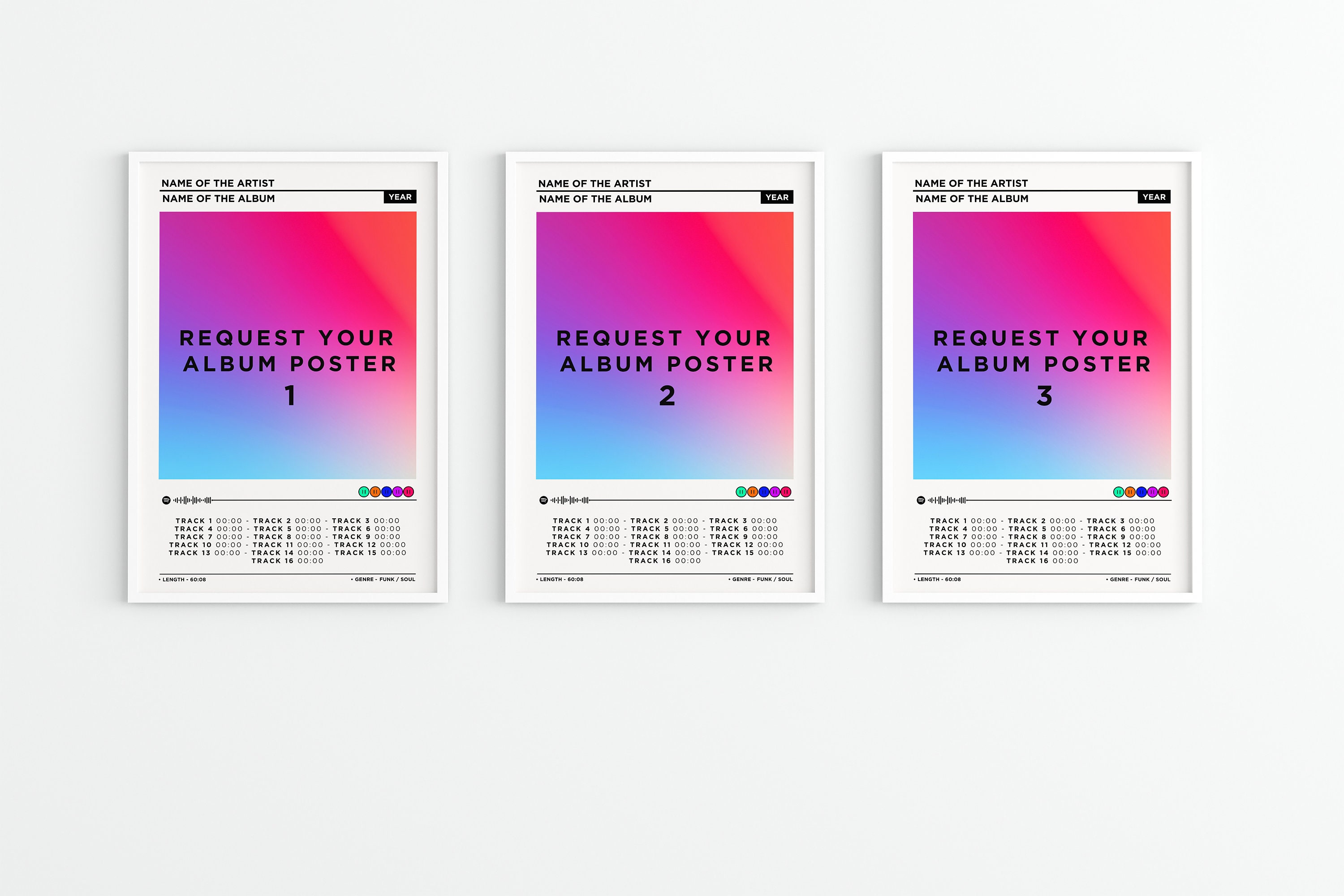 Custom Album Cover Set of 3 Poster / 3 Set Album Poster / Custom Music