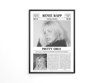 Renee Rapp Retro Newspaper Print / Pretty Girls Poster / Paroles Print / Snow Angel Poster / Renee Rapp Merch / Music Gift